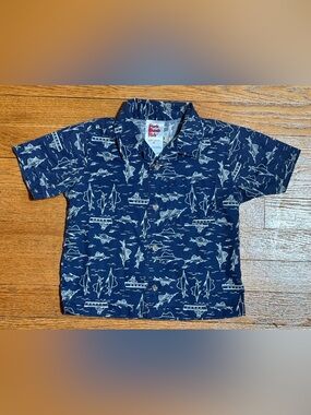 Vintage Boys (3T) Park Bench Kids Nautical Boat & Swordfish Button Down Shirt